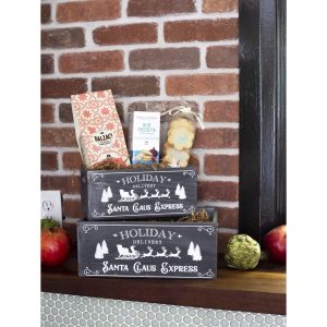 S/2 RECTANGULAR CRATES GREY NORTH POLE DESIGN