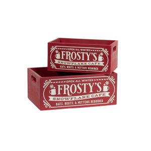 S/2 RECTANGULAR CRATES RED FROSTYS CAFE