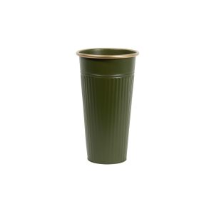 TALL ROUND VASE GREEN WITH  GOLD RIM