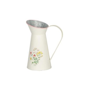 TALL METAL PITCHER WITH FLORAL EMBOSS DESIGN