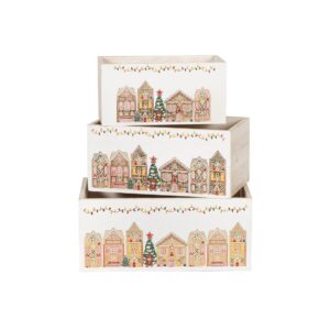 S/3 RECTANGULAR CRATES VILLAGE DESIGN