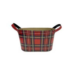RED PLAID OVAL PU PACKER  WITH HANDLES
